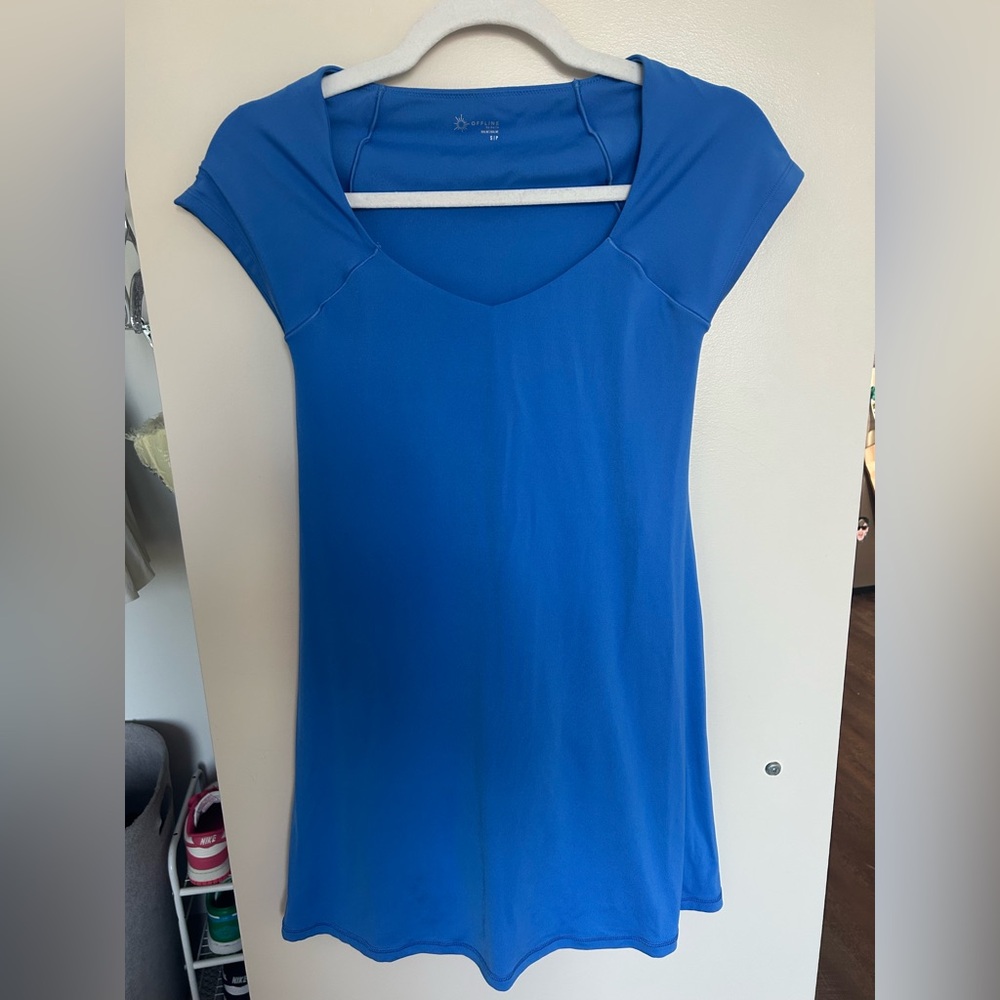 Blue Athletic Short Sleeve Dress (with shorts built in)